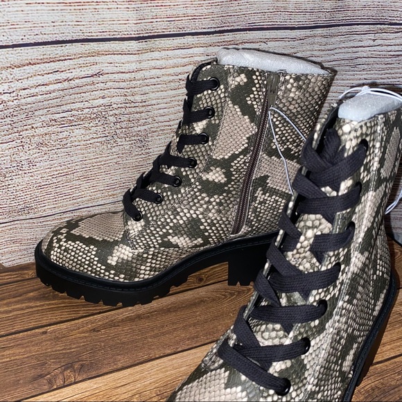 Animal Print Combat Boots - Picture 4 of 8